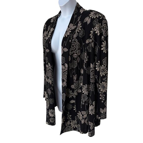 Vikki Vi Woman Open Front Black Cardigan - Jacket with Floral Print size 3X - Picture 6 of 10